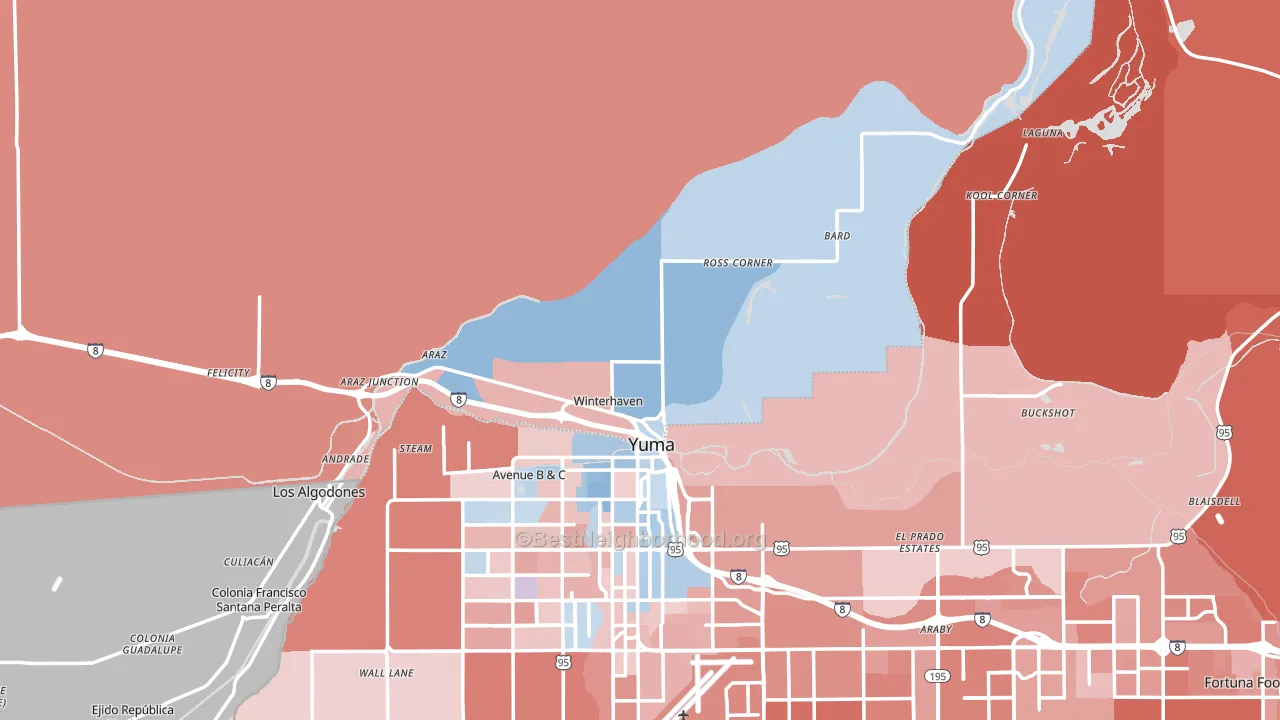 Winterhaven, CA block-group political-lean map