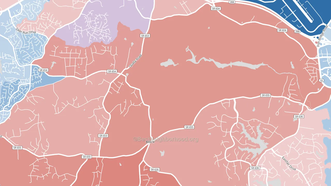 Winterpock, VA block-group political-lean map
