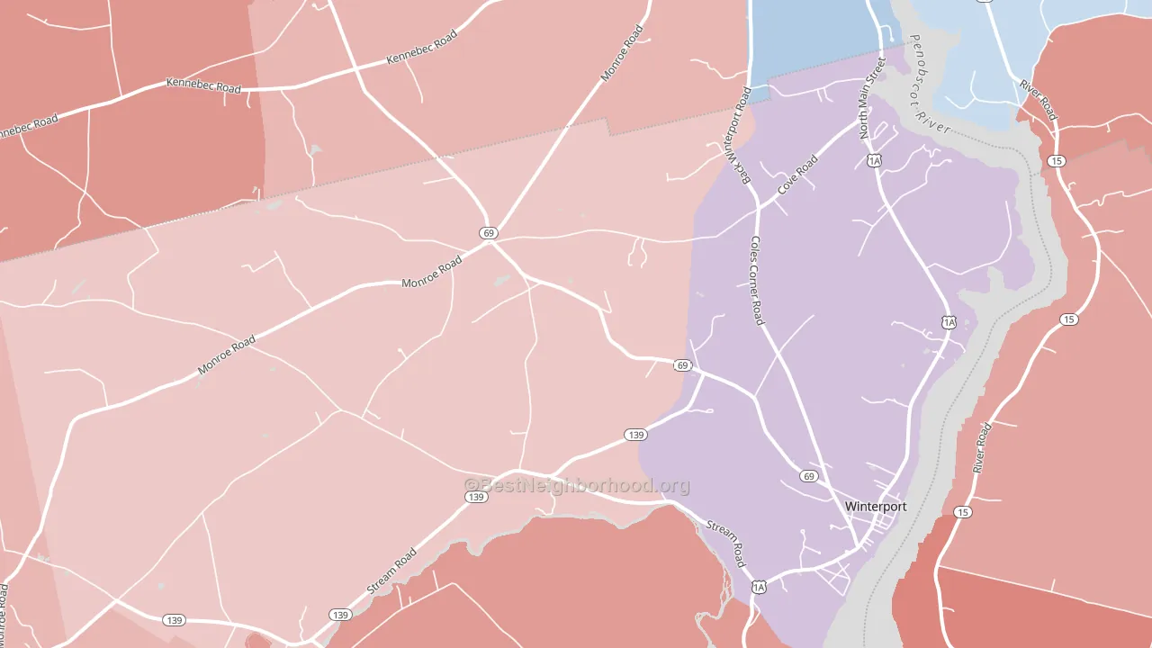 Winterport, ME block-group political-lean map