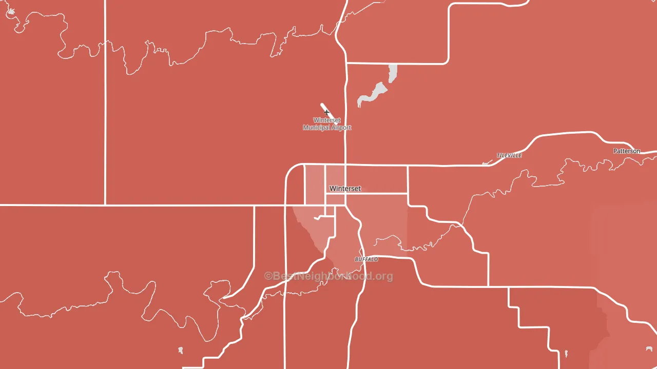 Winterset, IA block-group political-lean map