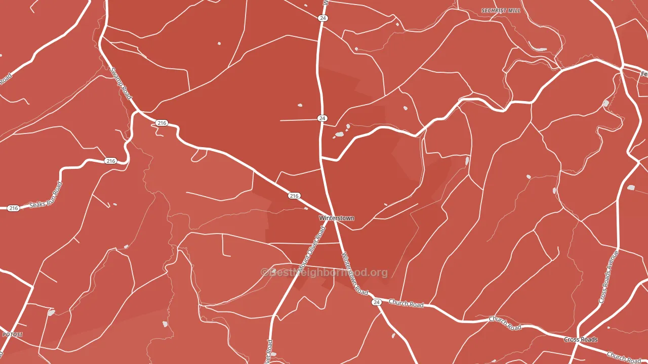 Winterstown, PA block-group political-lean map
