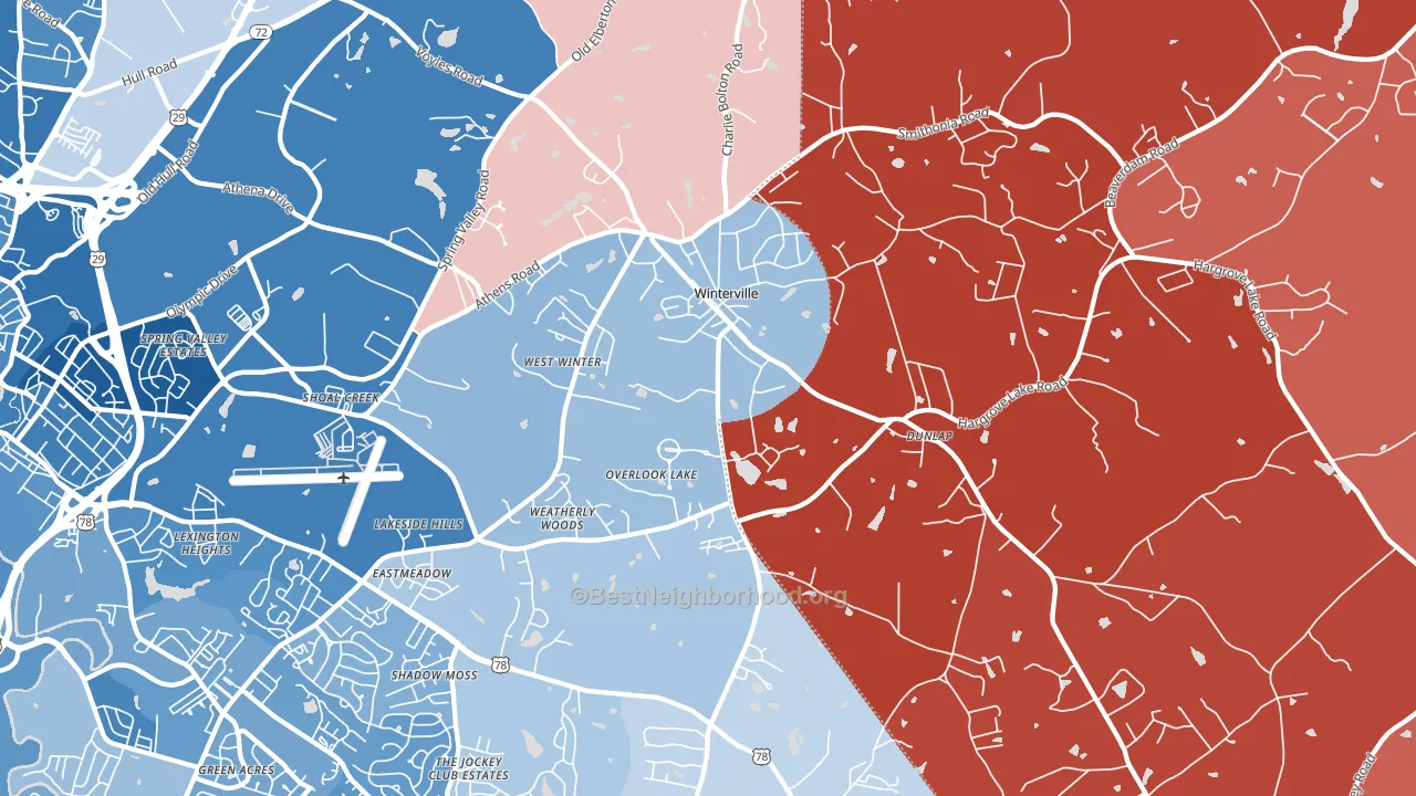 Winterville, GA block-group political-lean map