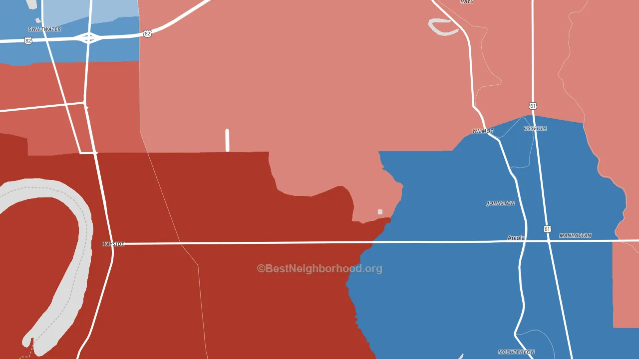 Winterville, MS block-group political-lean map