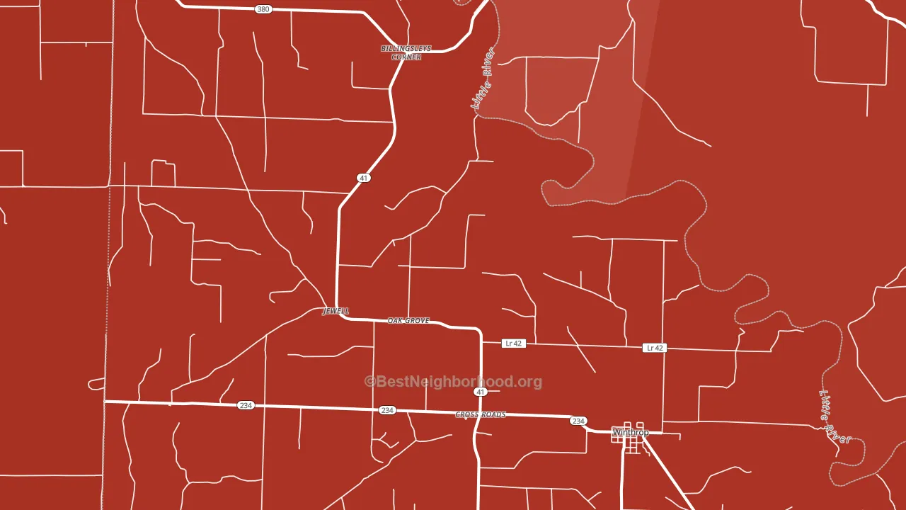Winthrop, AR block-group political-lean map