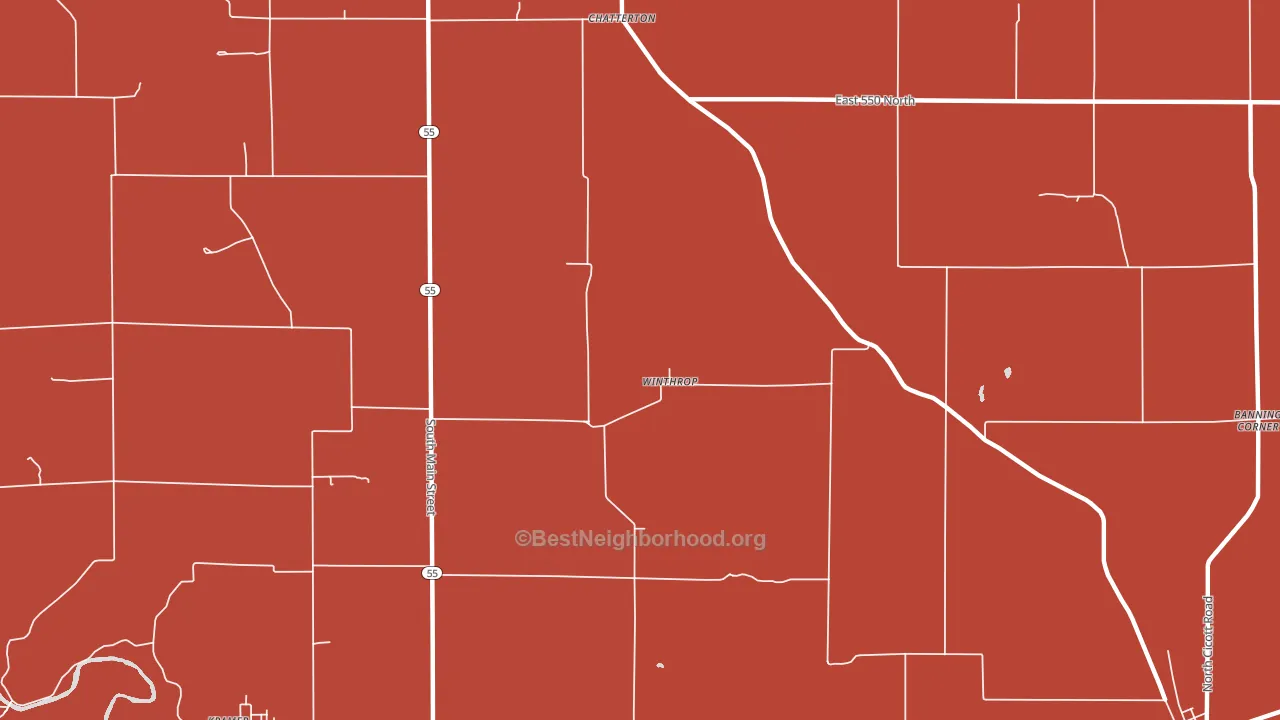Winthrop, IN block-group political-lean map
