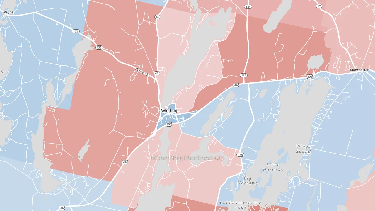 Winthrop, ME block-group political-lean map