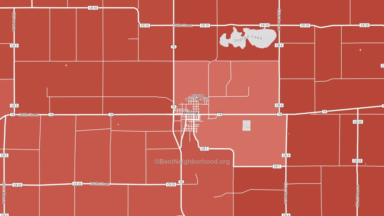 Winthrop, MN block-group political-lean map