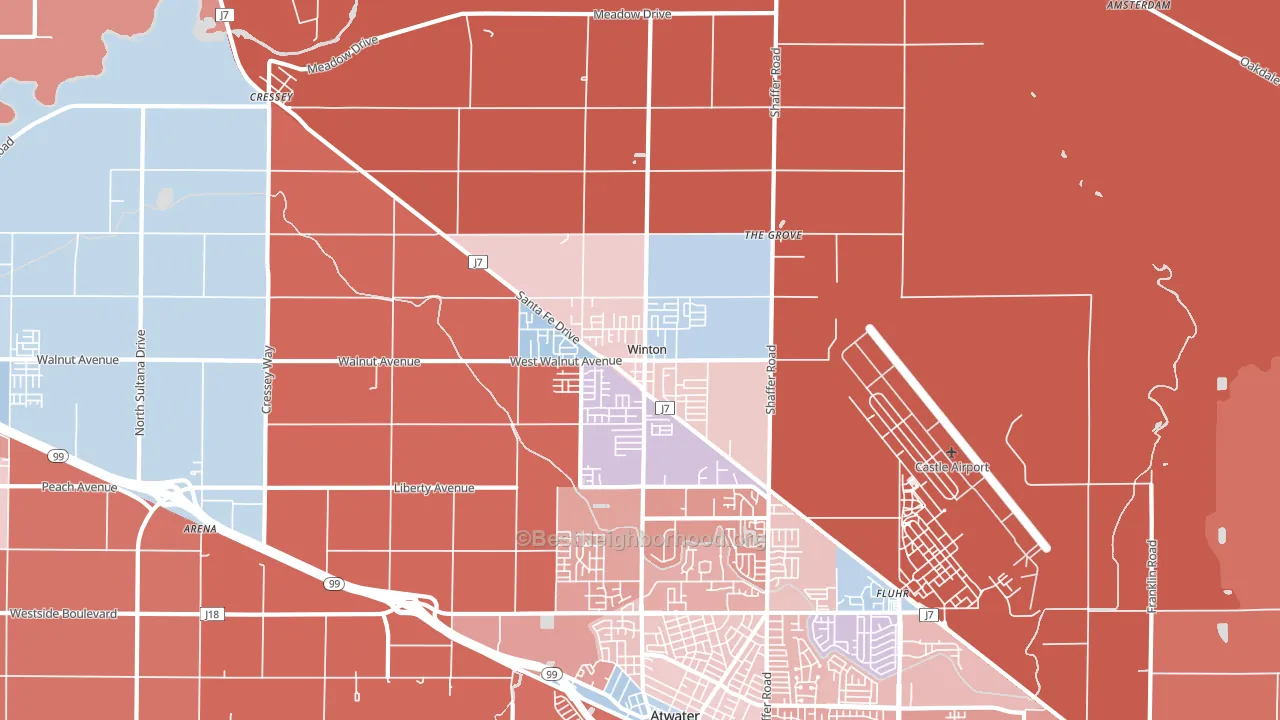 Winton, CA block-group political-lean map
