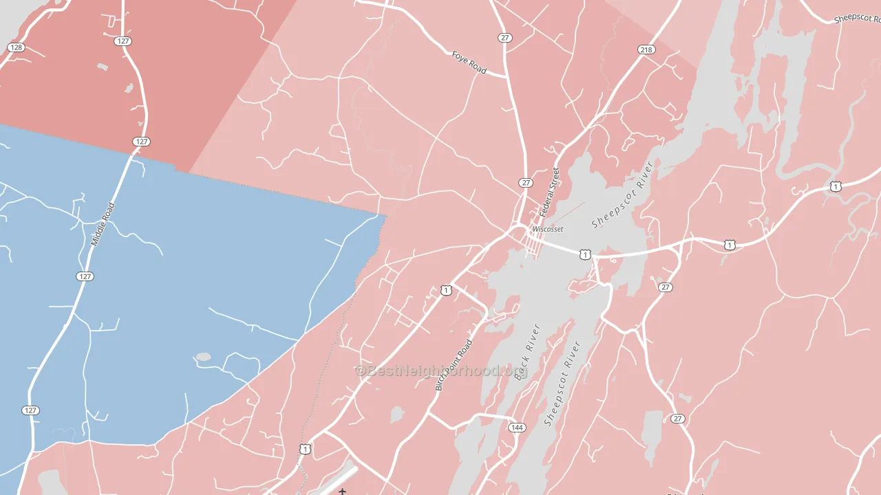 Wiscasset, ME block-group political-lean map