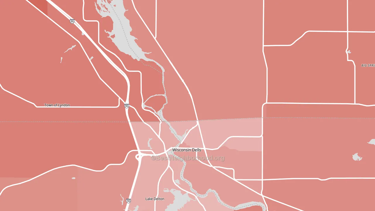Wisconsin Dells, WI block-group political-lean map