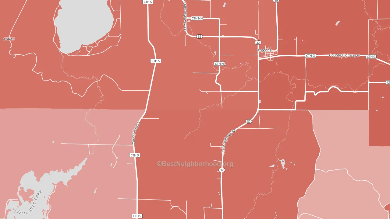 Wisconsin Junction, WI block-group political-lean map