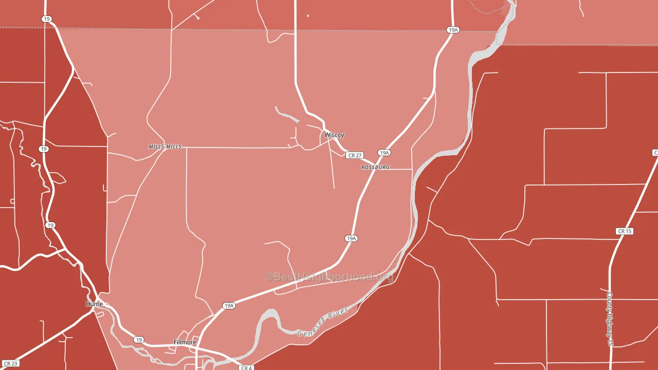 Wiscoy, NY block-group political-lean map