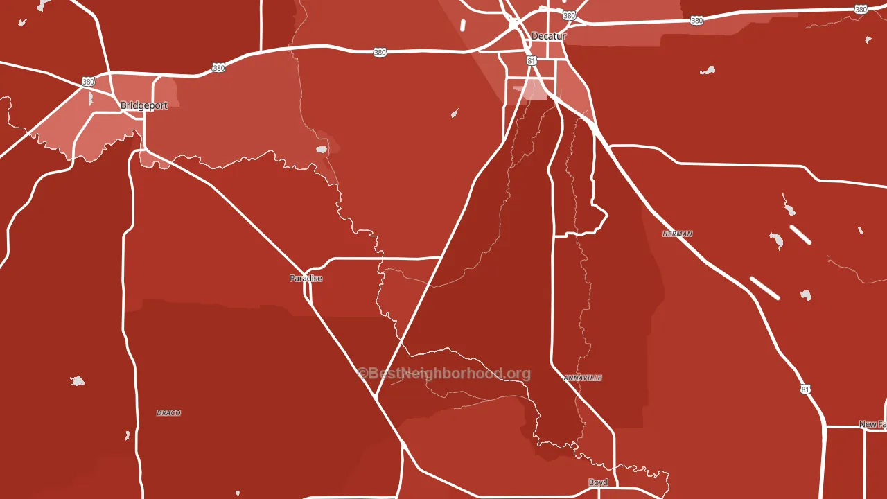 Wise County, TX block-group political-lean map