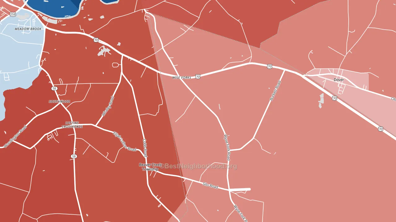 Wise Forks, NC block-group political-lean map