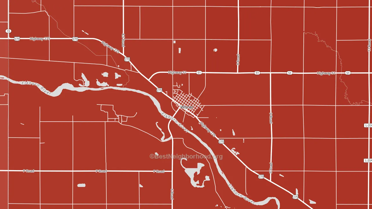 Wisner, NE block-group political-lean map