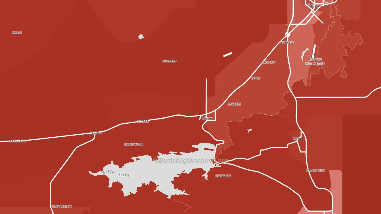 Wister, OK block-group political-lean map