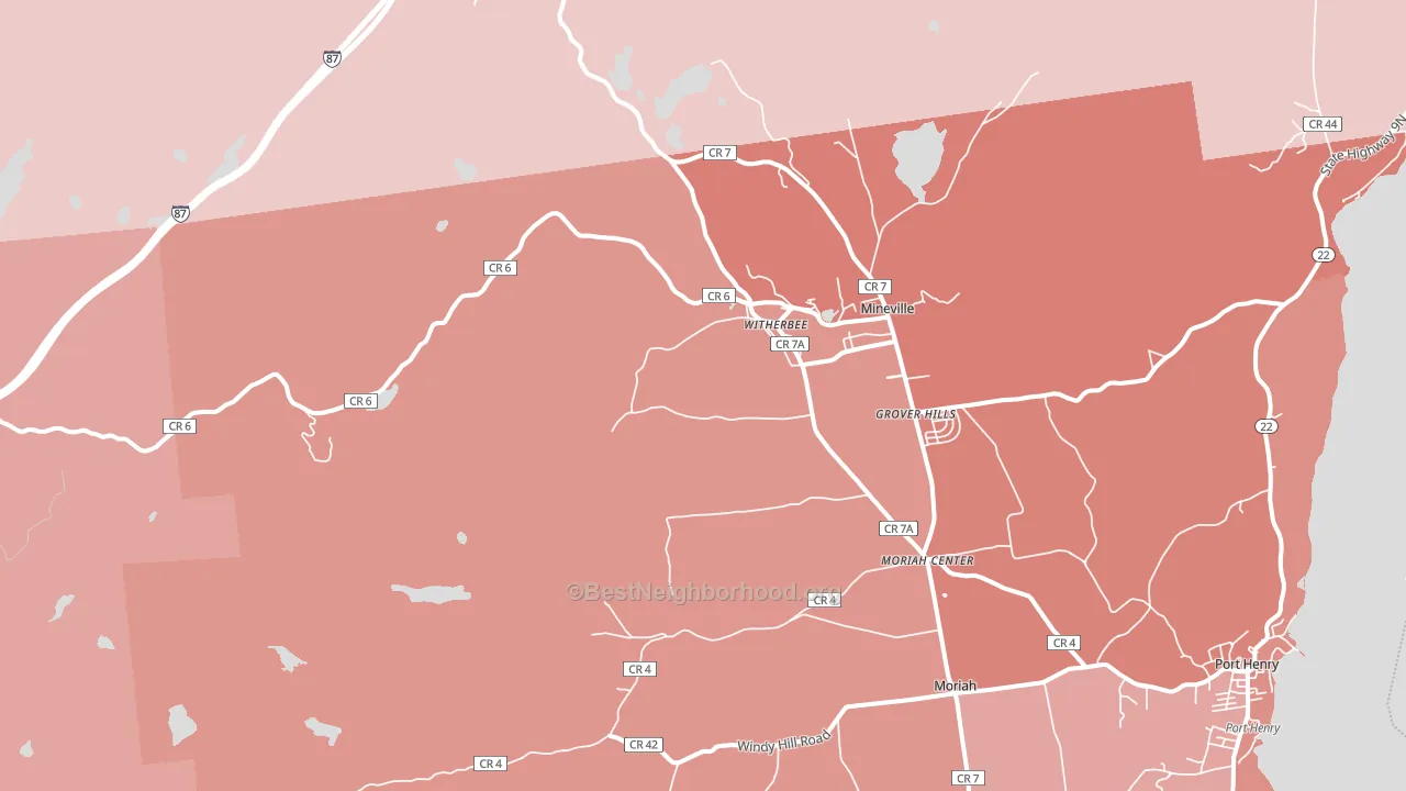 Witherbee, NY block-group political-lean map