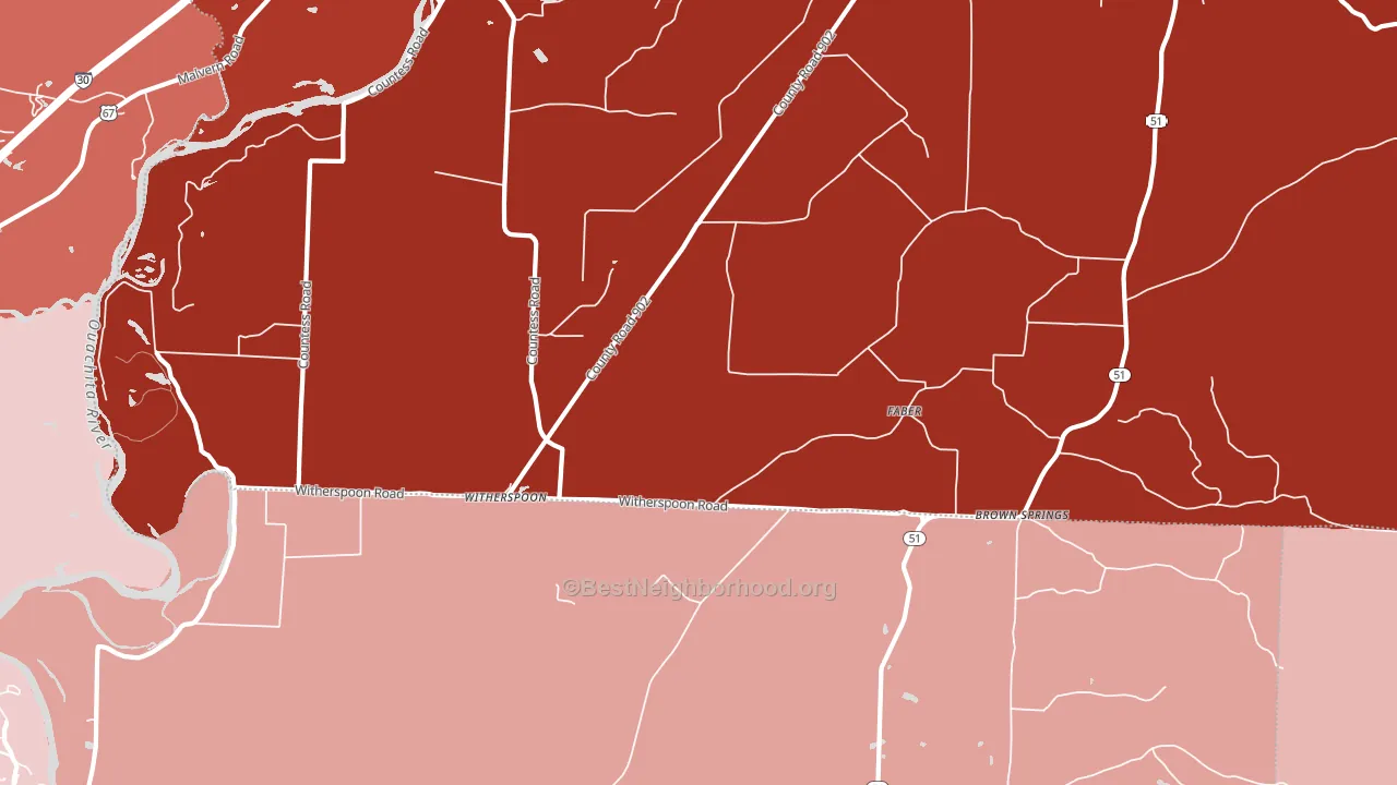 Witherspoon, AR block-group political-lean map