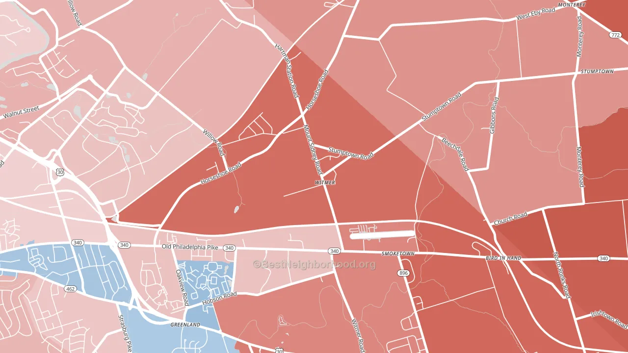 Witmer, PA block-group political-lean map