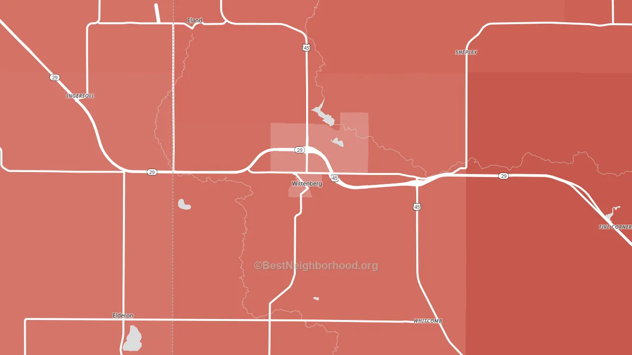 Wittenberg, WI block-group political-lean map