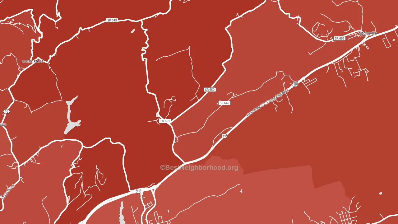 Wittens Mills, VA block-group political-lean map
