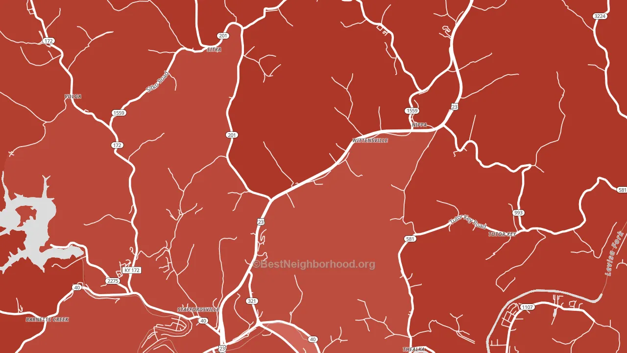 Wittensville, KY block-group political-lean map