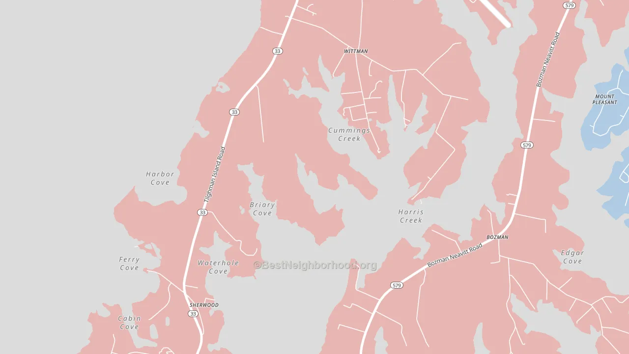 Wittman, MD block-group political-lean map