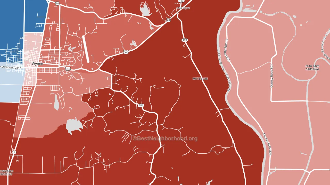 Wittsburg, AR block-group political-lean map