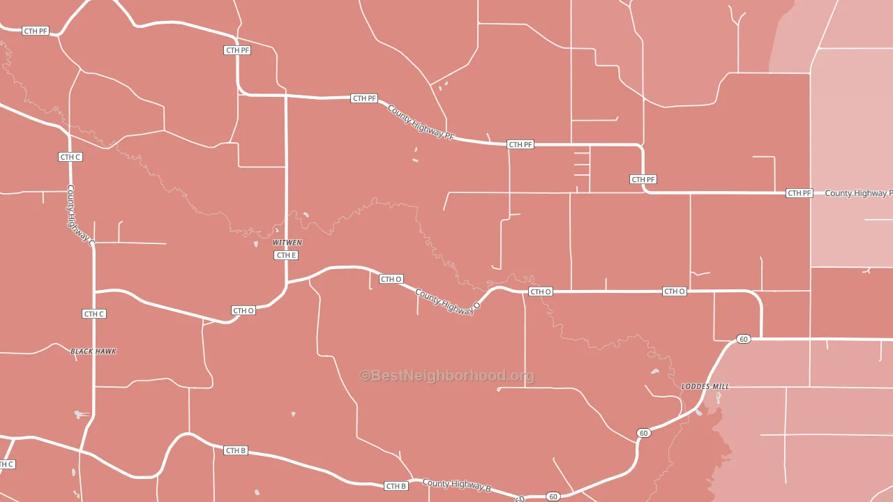 Witwen, WI block-group political-lean map