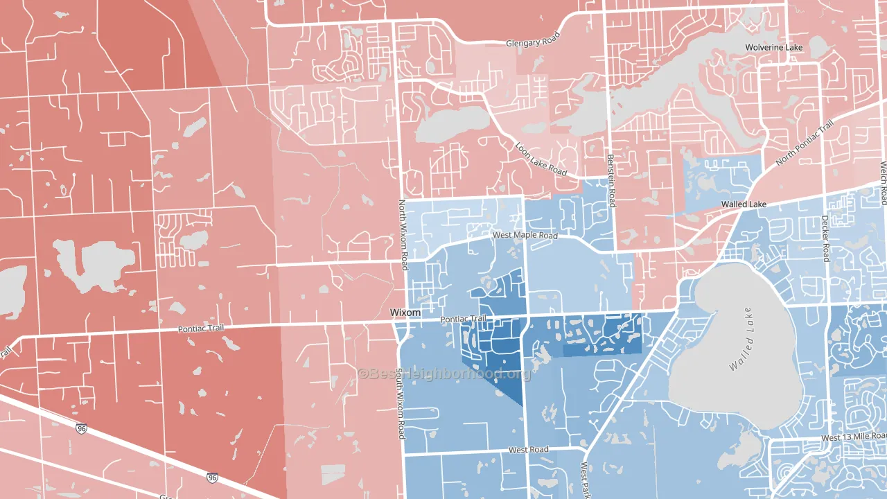 Wixom, MI block-group political-lean map