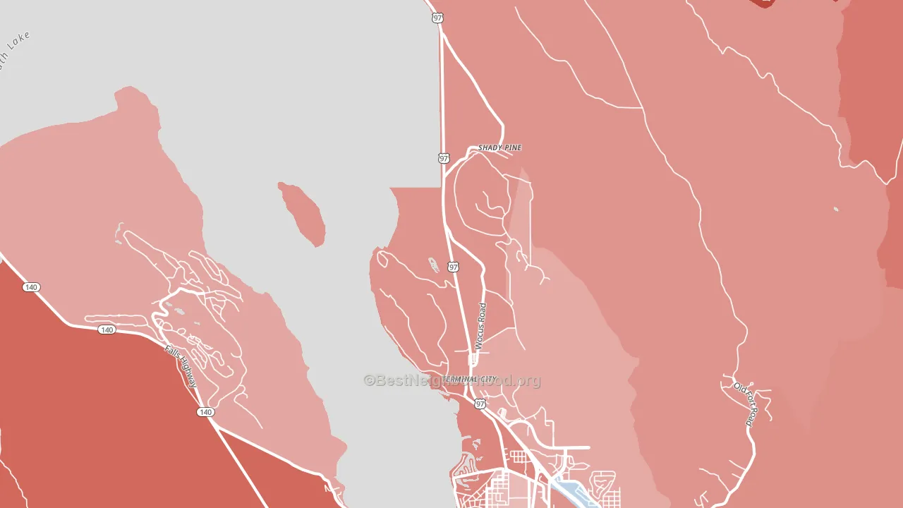 Wocus, OR block-group political-lean map