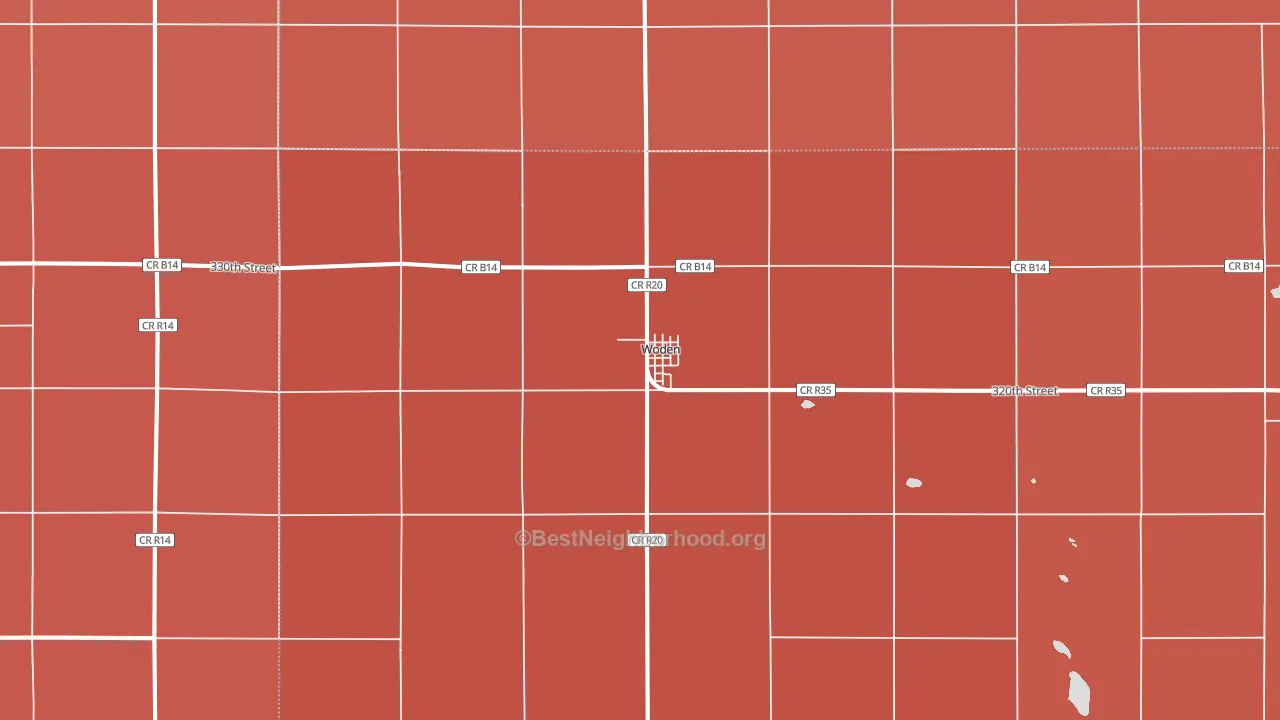 Woden, IA block-group political-lean map