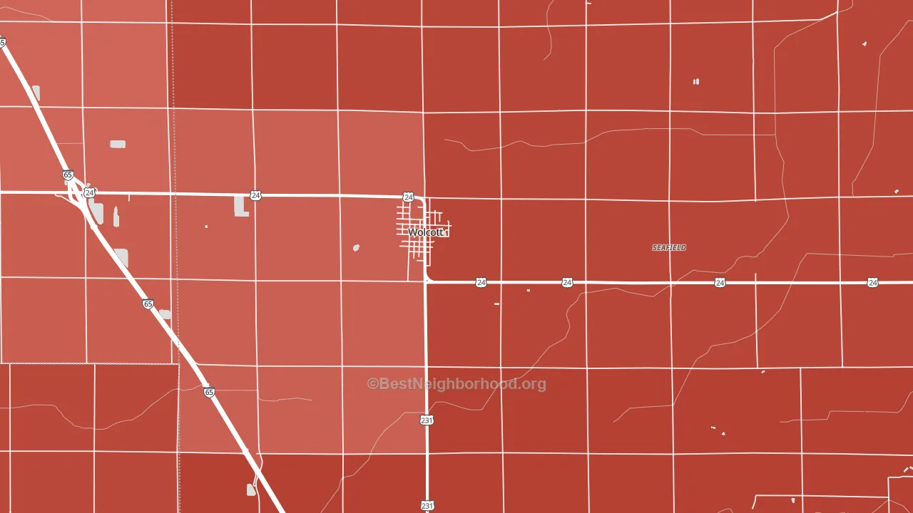 Wolcott, IN block-group political-lean map