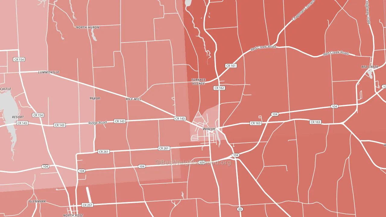 Wolcott, NY block-group political-lean map