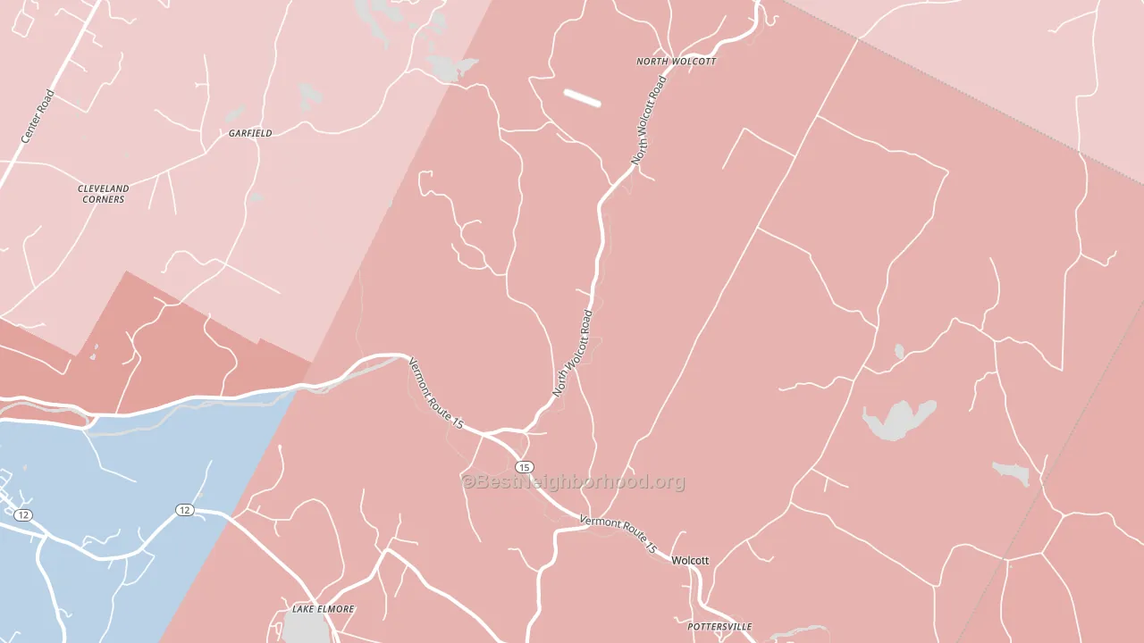 Wolcott, VT block-group political-lean map