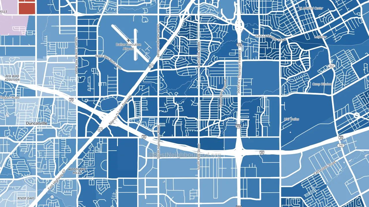 Wolf Creek, Dallas, TX block-group political-lean map