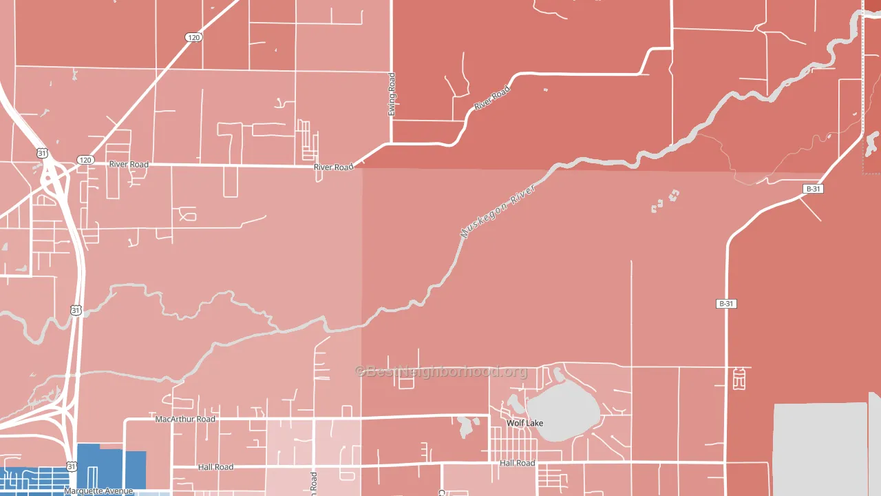Wolf Lake, MI block-group political-lean map