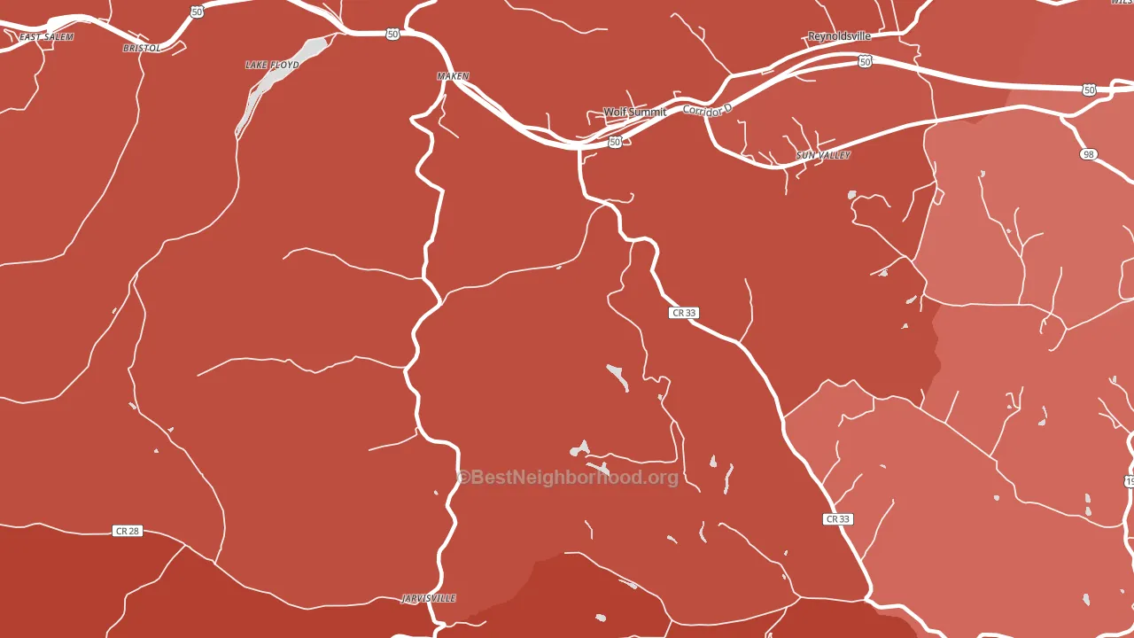 Wolf Summit, WV block-group political-lean map