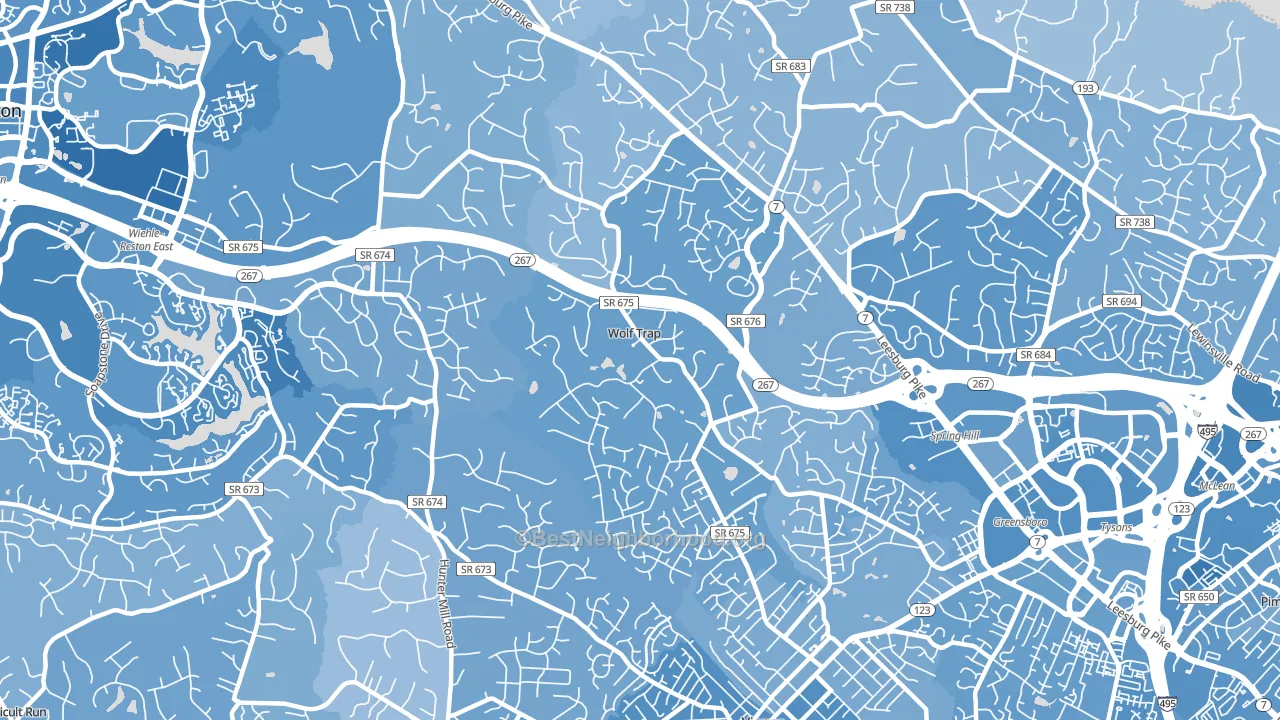 Wolf Trap, VA block-group political-lean map