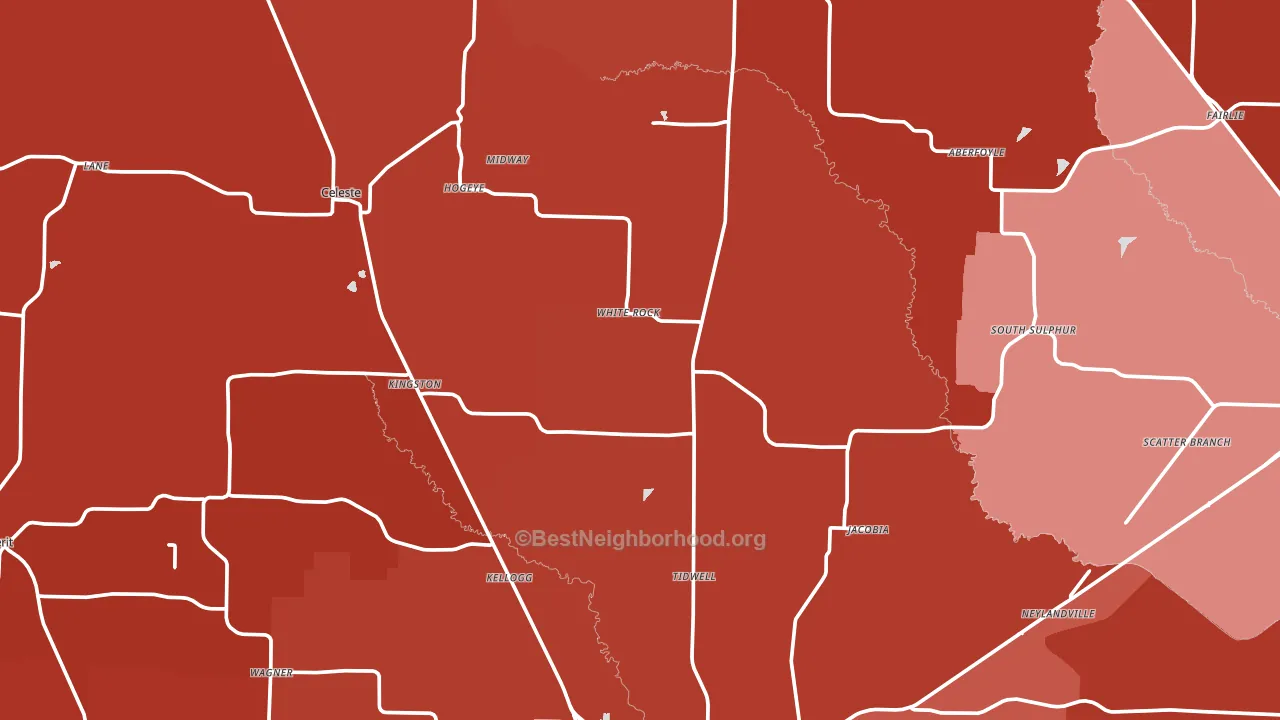 Wolfe City, TX block-group political-lean map