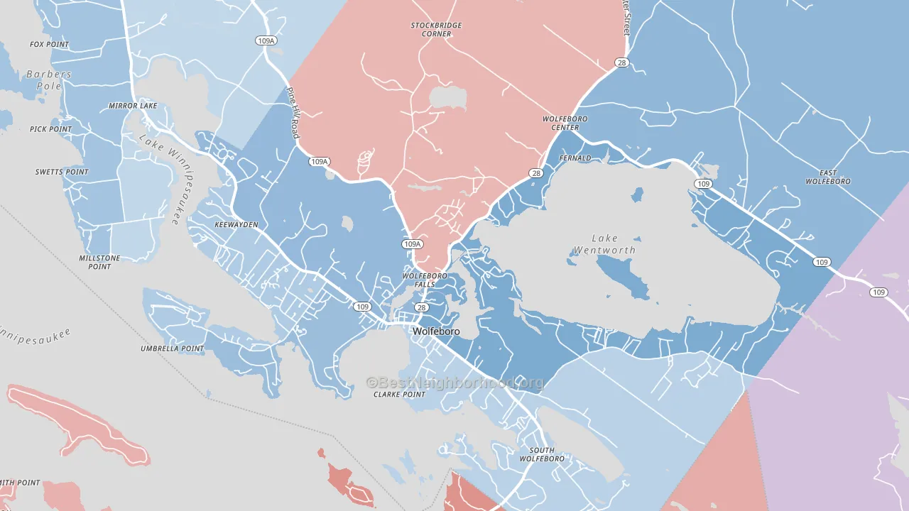 Wolfeboro, NH block-group political-lean map