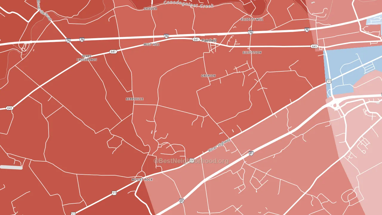 Wolfs Crossroads, PA block-group political-lean map