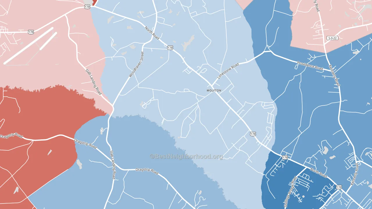 Wolfton, SC block-group political-lean map