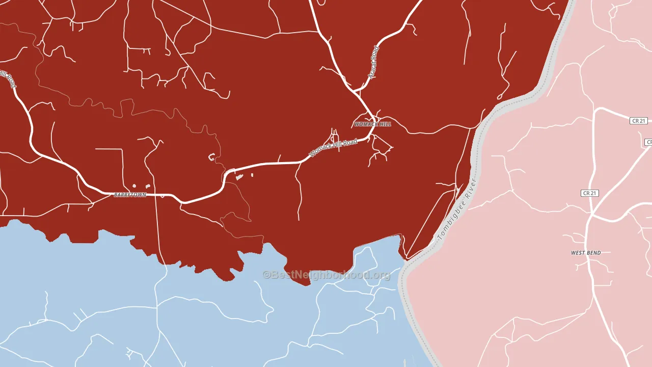 Womack Hill, AL block-group political-lean map