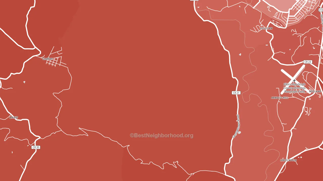 Womelsdorf, WV block-group political-lean map