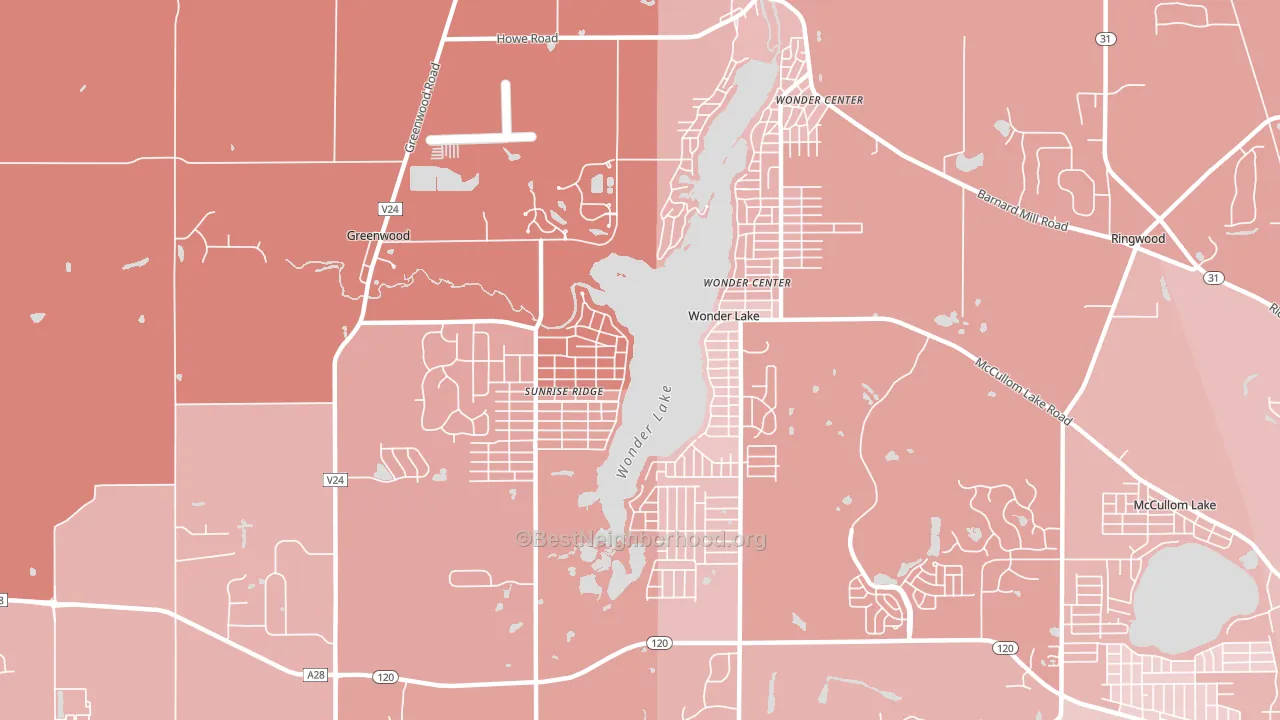 Wonder Lake, IL block-group political-lean map