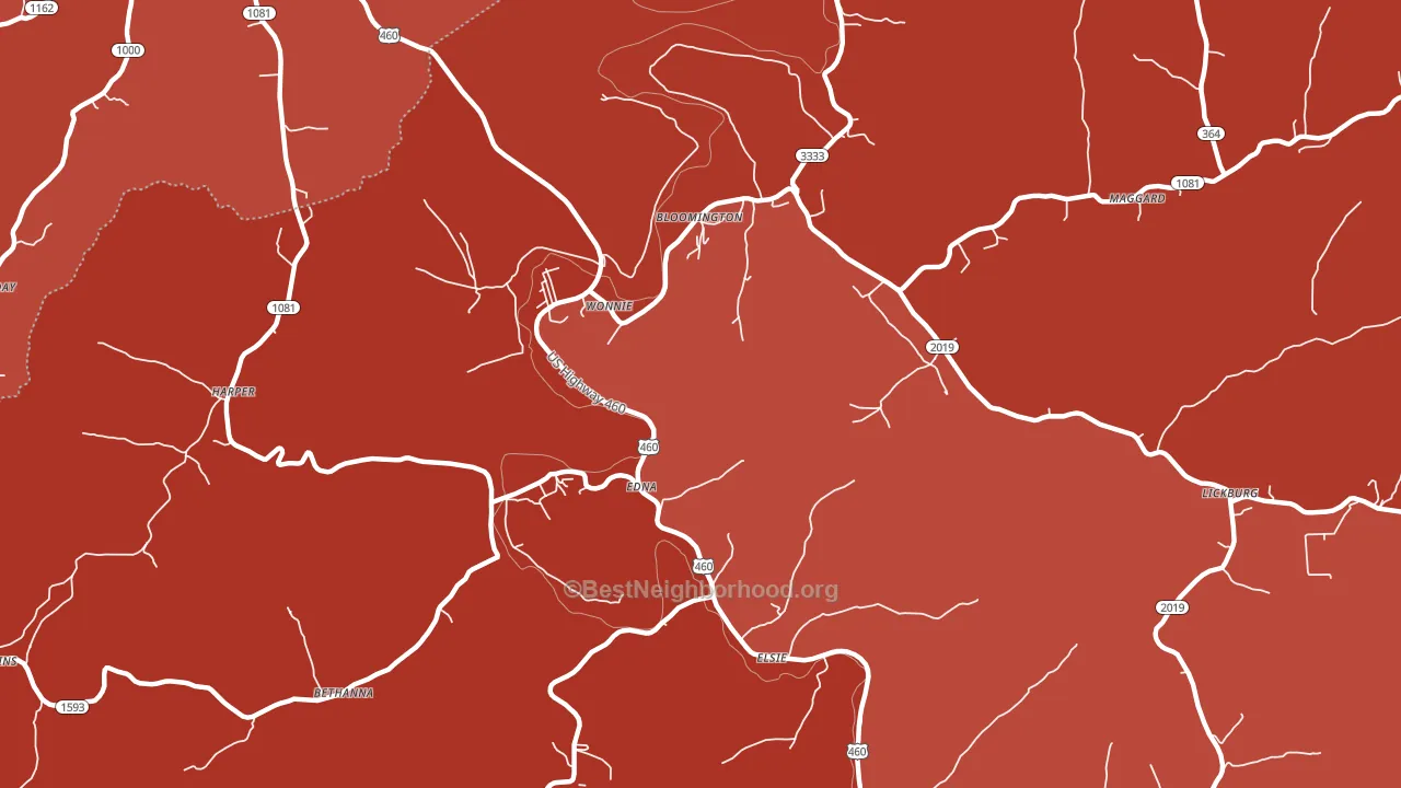 Wonnie, KY block-group political-lean map
