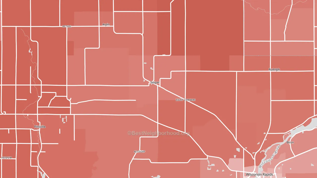 Wood County, WI block-group political-lean map