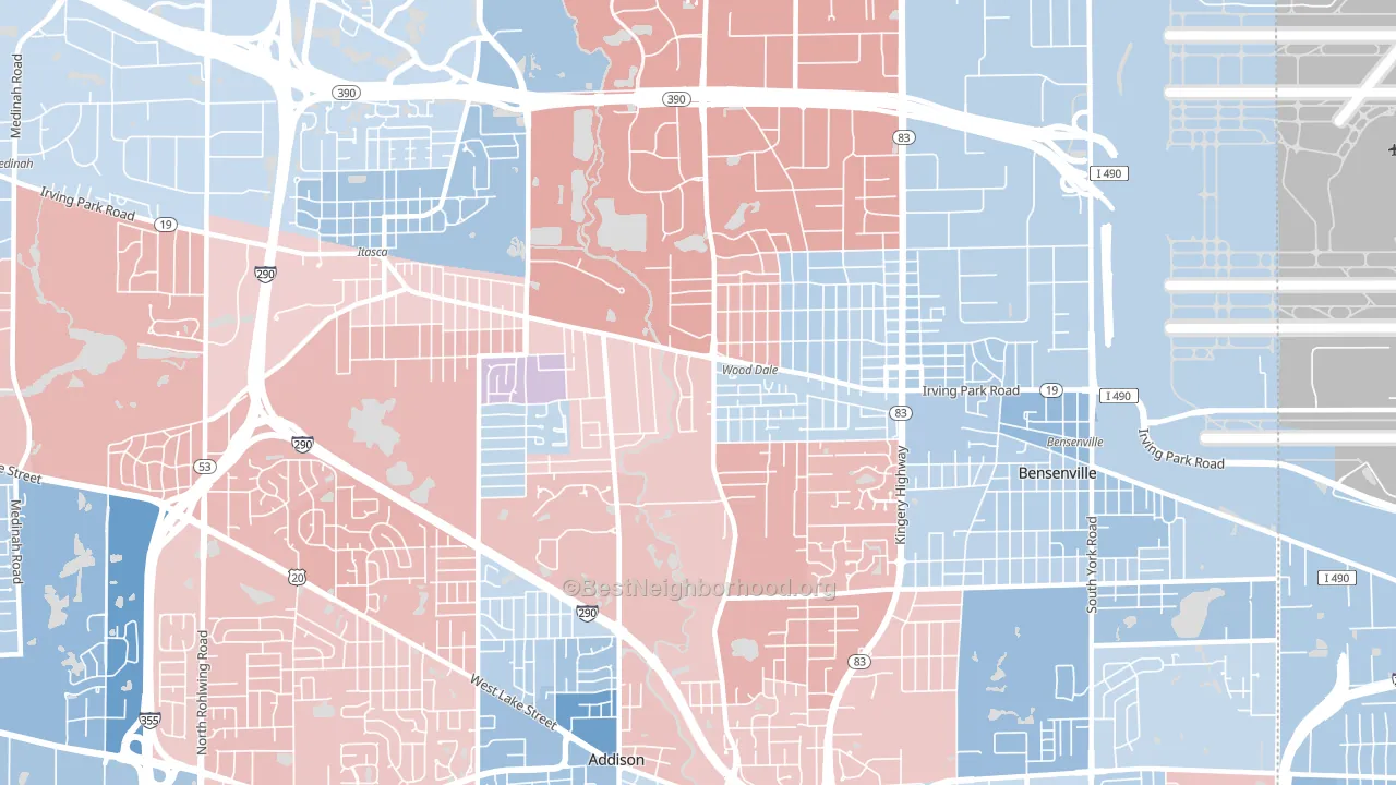 Wood Dale, IL block-group political-lean map