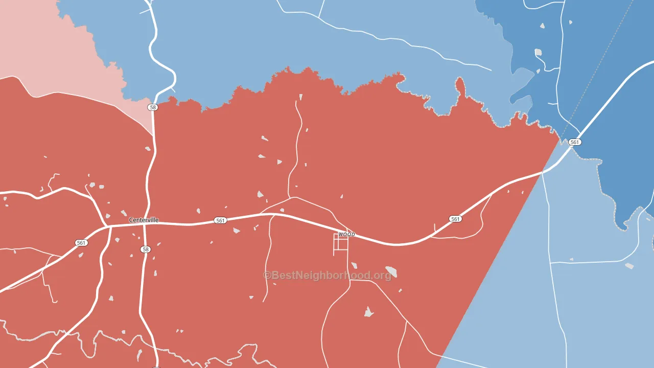 Wood, NC block-group political-lean map